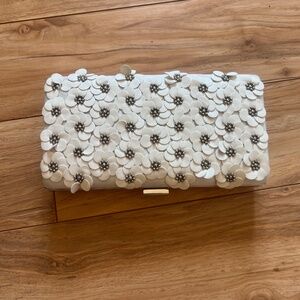 White flower bridal clutch